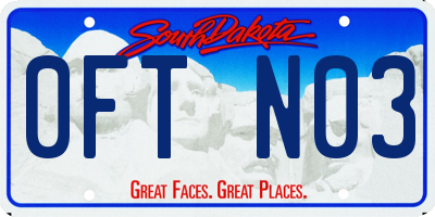 SD license plate 0FTN03