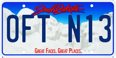 SD license plate 0FTN13