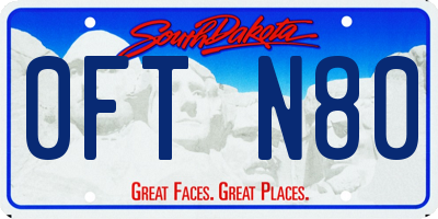 SD license plate 0FTN80