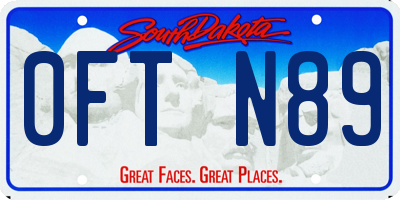 SD license plate 0FTN89