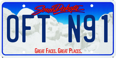 SD license plate 0FTN91