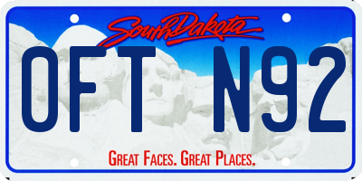 SD license plate 0FTN92