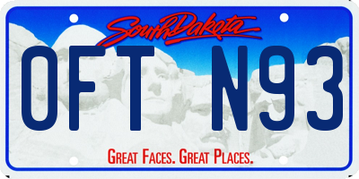 SD license plate 0FTN93