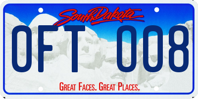 SD license plate 0FTO08