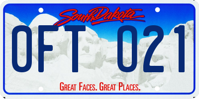 SD license plate 0FTO21