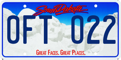 SD license plate 0FTO22