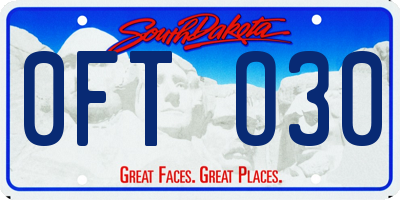 SD license plate 0FTO30