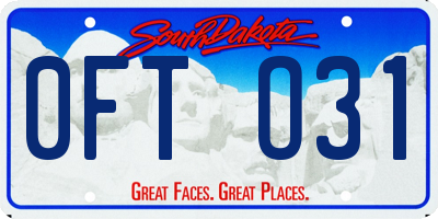 SD license plate 0FTO31