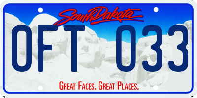 SD license plate 0FTO33