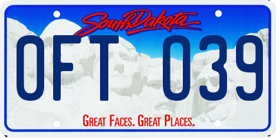SD license plate 0FTO39