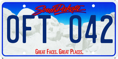 SD license plate 0FTO42