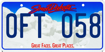 SD license plate 0FTO58