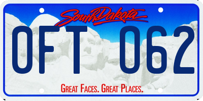 SD license plate 0FTO62