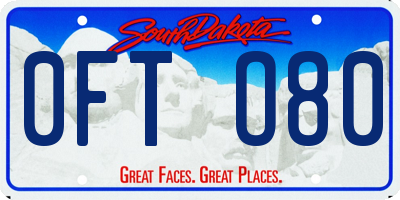 SD license plate 0FTO80
