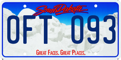 SD license plate 0FTO93
