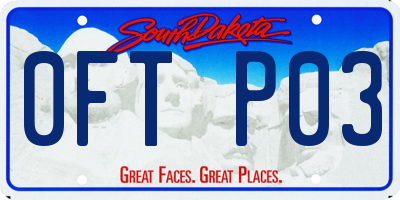 SD license plate 0FTP03