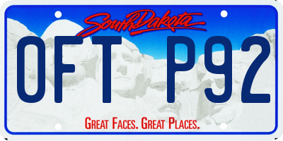 SD license plate 0FTP92