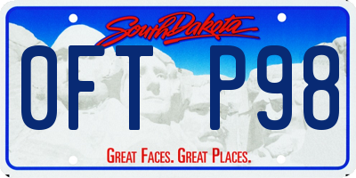 SD license plate 0FTP98