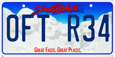 SD license plate 0FTR34