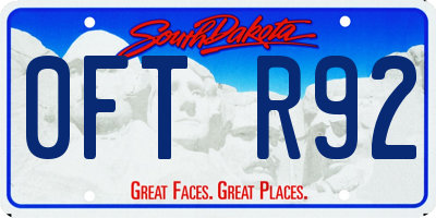 SD license plate 0FTR92