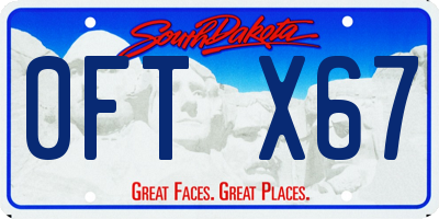 SD license plate 0FTX67