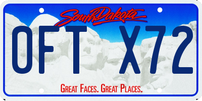 SD license plate 0FTX72