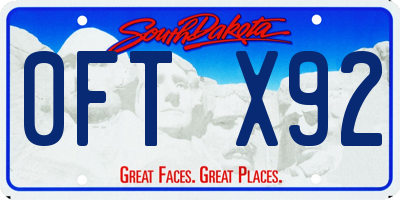 SD license plate 0FTX92