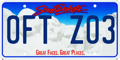 SD license plate 0FTZ03