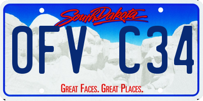 SD license plate 0FVC34