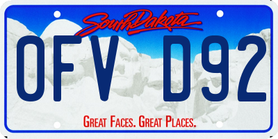 SD license plate 0FVD92