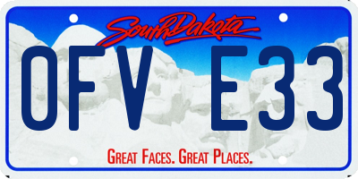 SD license plate 0FVE33
