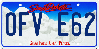 SD license plate 0FVE62