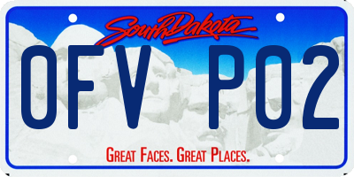 SD license plate 0FVP02