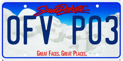 SD license plate 0FVP03