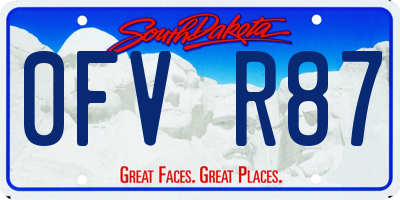 SD license plate 0FVR87