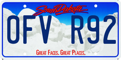SD license plate 0FVR92