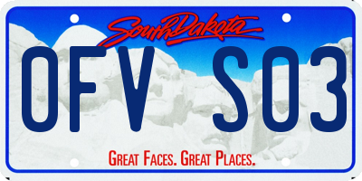 SD license plate 0FVS03