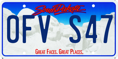 SD license plate 0FVS47