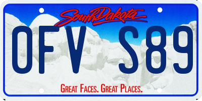 SD license plate 0FVS89
