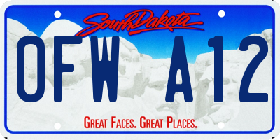SD license plate 0FWA12