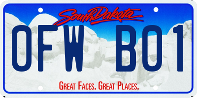 SD license plate 0FWB01
