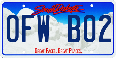 SD license plate 0FWB02