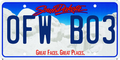 SD license plate 0FWB03