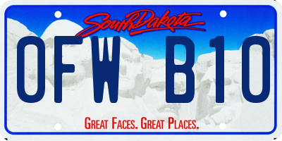 SD license plate 0FWB10