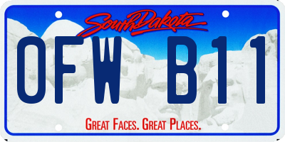 SD license plate 0FWB11