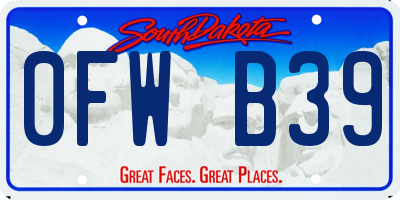 SD license plate 0FWB39