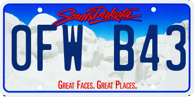 SD license plate 0FWB43