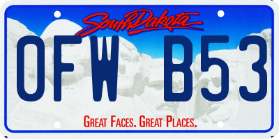 SD license plate 0FWB53