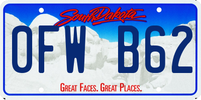 SD license plate 0FWB62