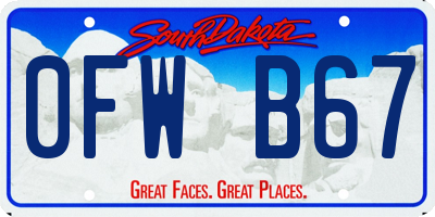 SD license plate 0FWB67